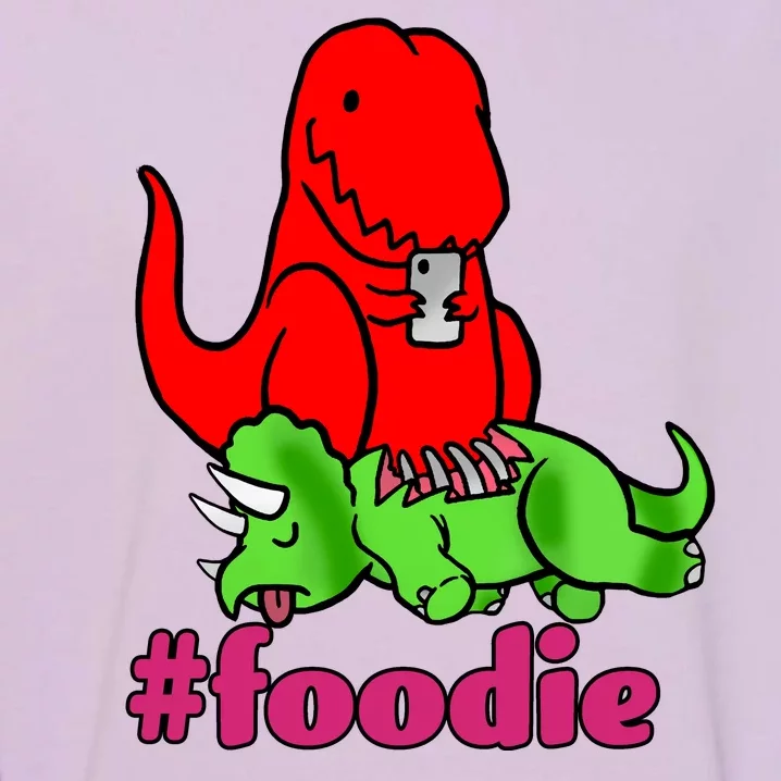 Foodie T-rex Food Selfie Garment-Dyed Sweatshirt