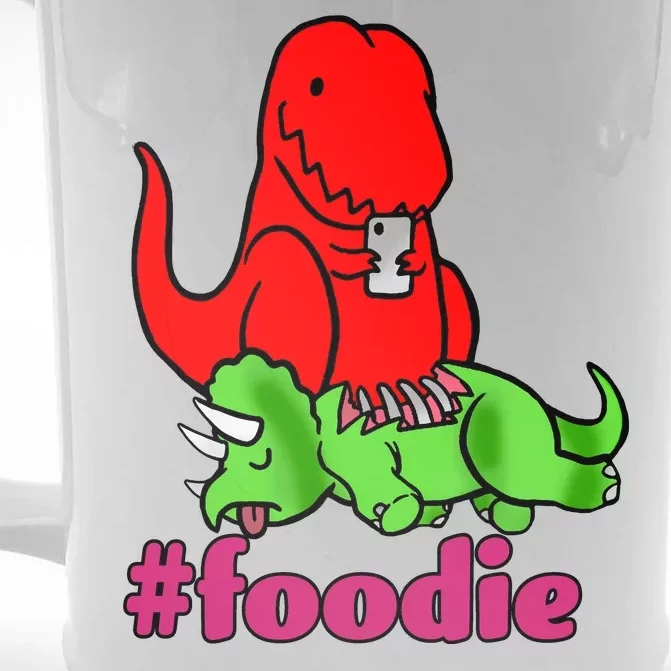 Foodie T-rex Food Selfie Front & Back Beer Stein