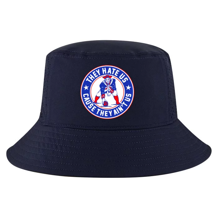 Football Champions They Hate Us Cause They Ain't US New England Cool Comfort Performance Bucket Hat