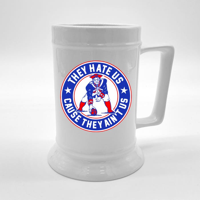 Football Champions They Hate Us Cause They Ain't US New England Front & Back Beer Stein