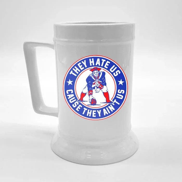 Football Champions They Hate Us Cause They Ain't US New England Front & Back Beer Stein