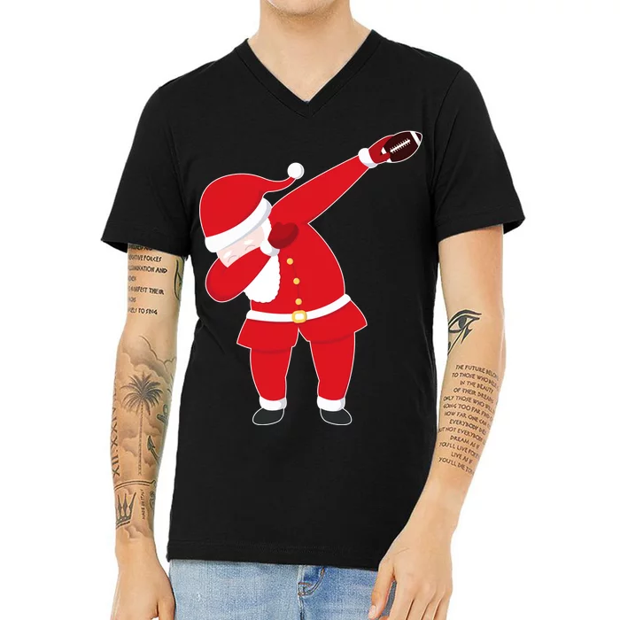 Football Dabbing Santa V-Neck T-Shirt