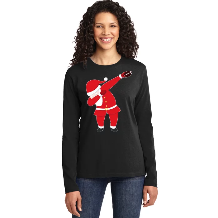 Football Dabbing Santa Ladies Long Sleeve Shirt