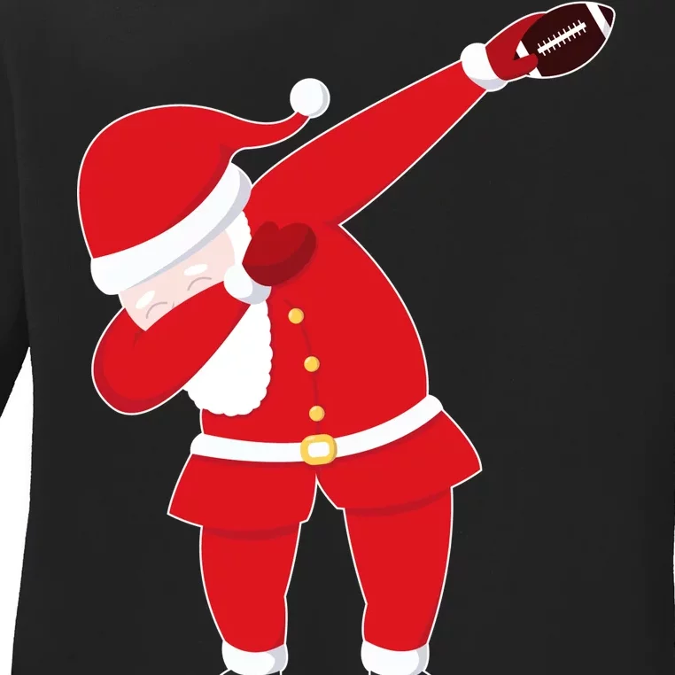 Football Dabbing Santa Ladies Long Sleeve Shirt