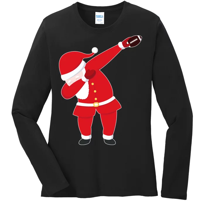 Football Dabbing Santa Ladies Long Sleeve Shirt