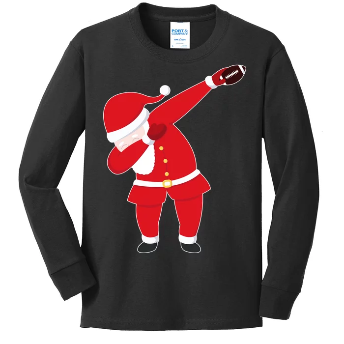 Football Dabbing Santa Kids Long Sleeve Shirt