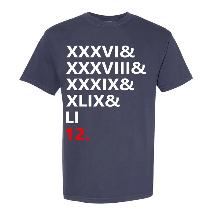 Football Goat New England 5 Time World Champion #12 Garment-Dyed Heavyweight T-Shirt