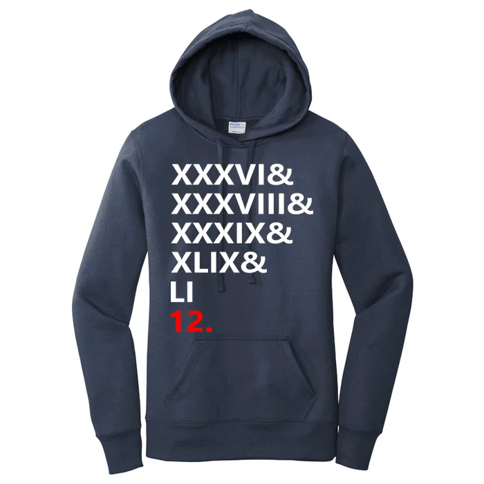 Football Goat New England 5 Time World Champion #12 Women's Pullover Hoodie