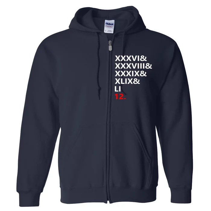 Football Goat New England 5 Time World Champion #12 Full Zip Hoodie