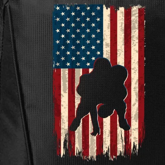 Football Lineman American Flag Sports Fan City Backpack