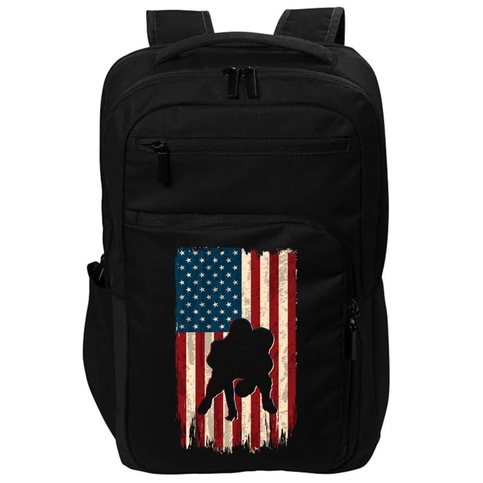 Football Lineman American Flag Sports Fan Impact Tech Backpack