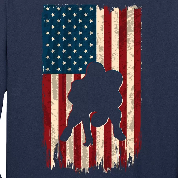 Football Lineman American Flag Sports Fan Long Sleeve Shirt