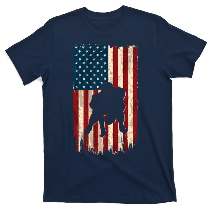 Football Lineman American Flag Sports Fan T-Shirt