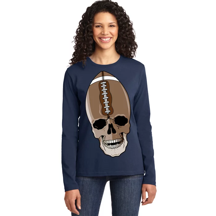 Football Skeleton Skull Ladies Long Sleeve Shirt