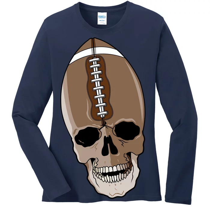 Football Skeleton Skull Ladies Long Sleeve Shirt