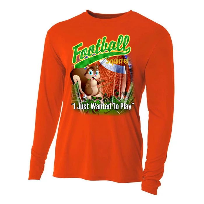 Football Squirrel Runs On The Field Funny Cooling Performance Long Sleeve Crew