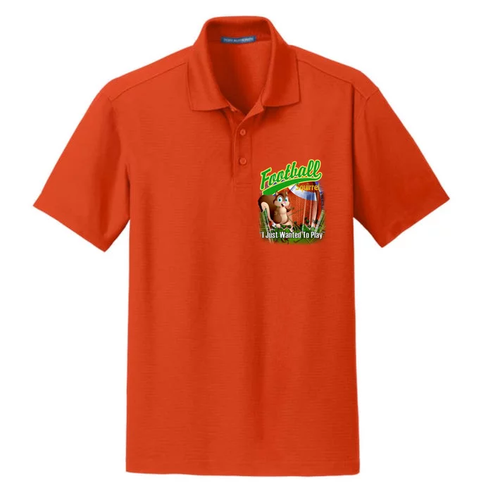 Football Squirrel Runs On The Field Funny Dry Zone Grid Performance Polo