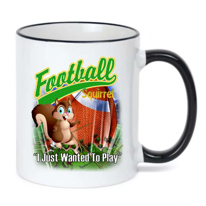 Football Squirrel Runs On The Field Funny Black Color Changing Mug