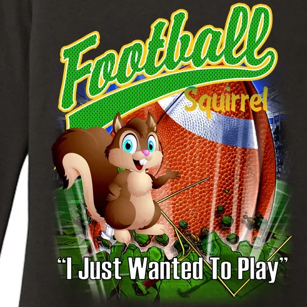 Football Squirrel Runs On The Field Funny Womens CVC Long Sleeve Shirt