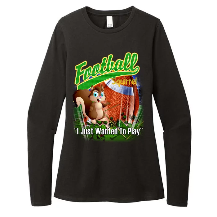 Football Squirrel Runs On The Field Funny Womens CVC Long Sleeve Shirt