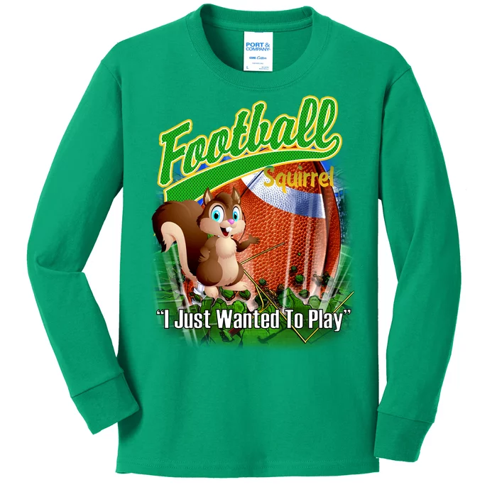 Football Squirrel Runs On The Field Funny Kids Long Sleeve Shirt