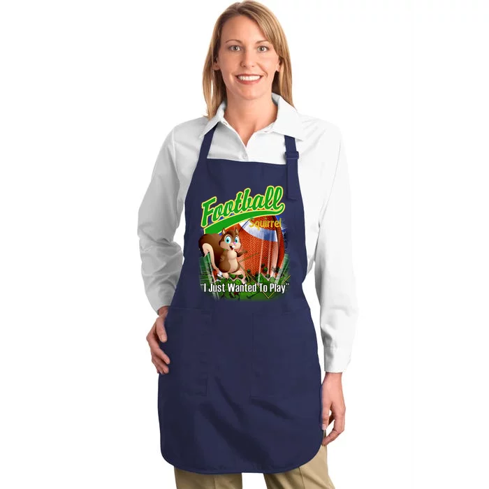 Football Squirrel Runs On The Field Funny Full-Length Apron With Pocket