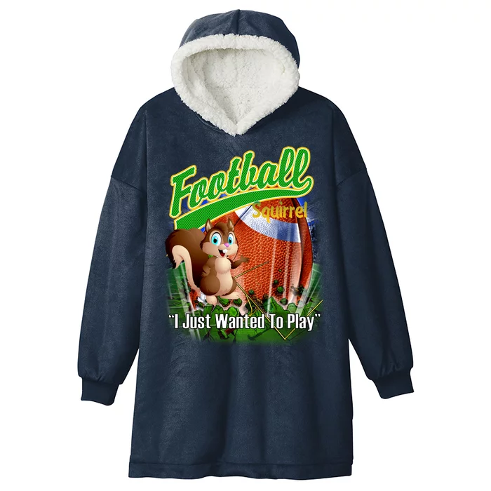 Football Squirrel Runs On The Field Funny Hooded Wearable Blanket