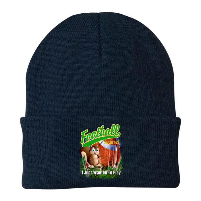 Football Squirrel Runs On The Field Funny Knit Cap Winter Beanie