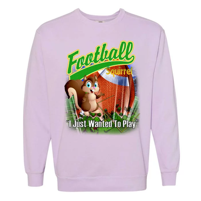 Football Squirrel Runs On The Field Funny Garment-Dyed Sweatshirt