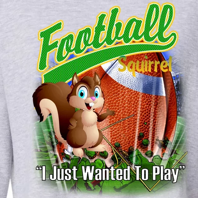 Football Squirrel Runs On The Field Funny Cropped Pullover Crew