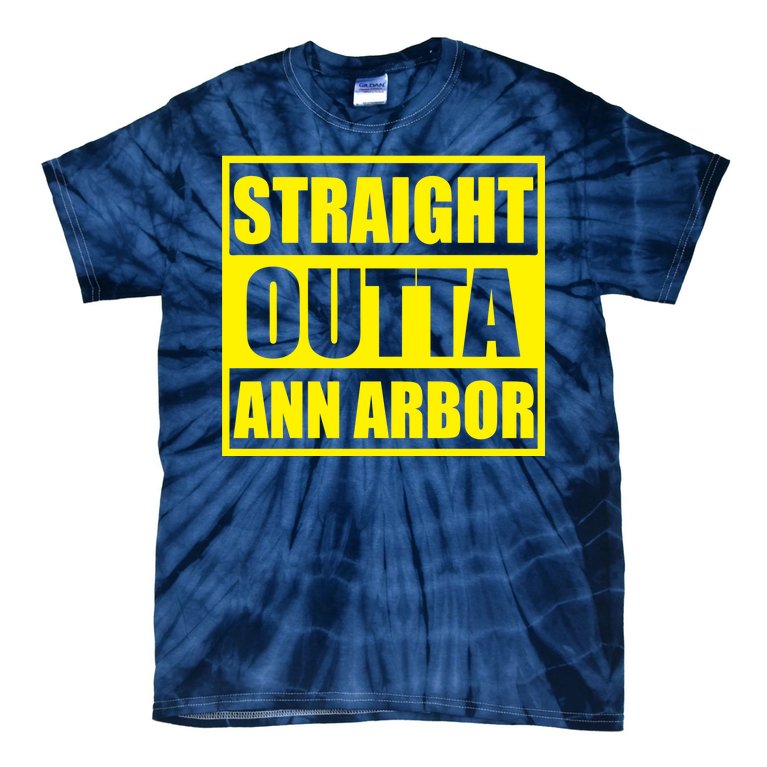 Football Straight Outta Ann Arbor Michigan Tie-Dye T-Shirt