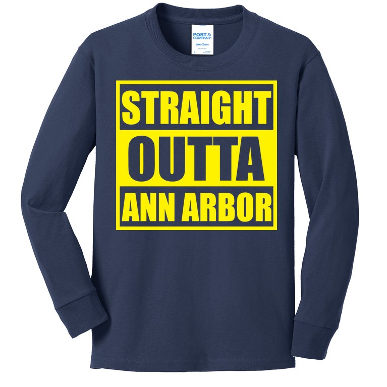 Football Straight Outta Ann Arbor Michigan Kids Long Sleeve Shirt