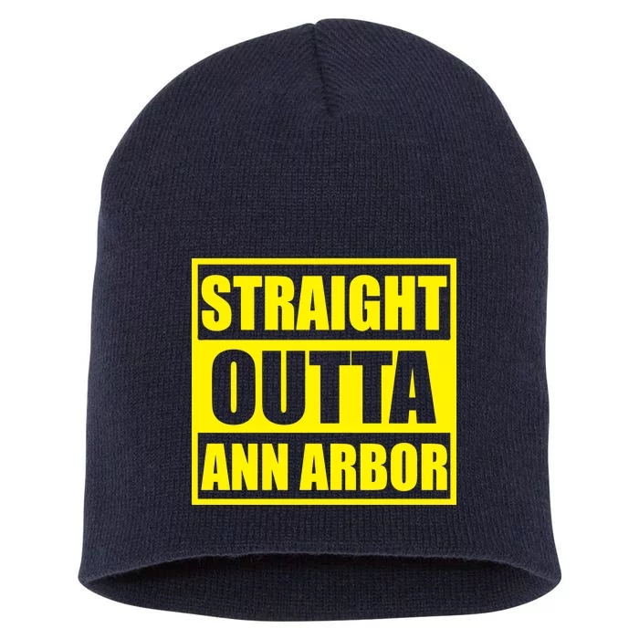 Football Straight Outta Ann Arbor Michigan Short Acrylic Beanie