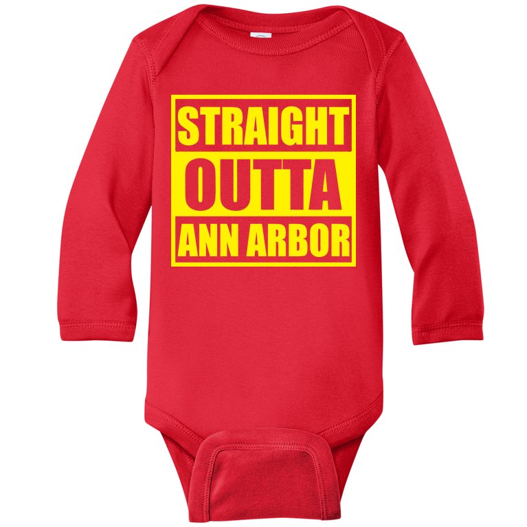 Football Straight Outta Ann Arbor Michigan Baby Long Sleeve Bodysuit