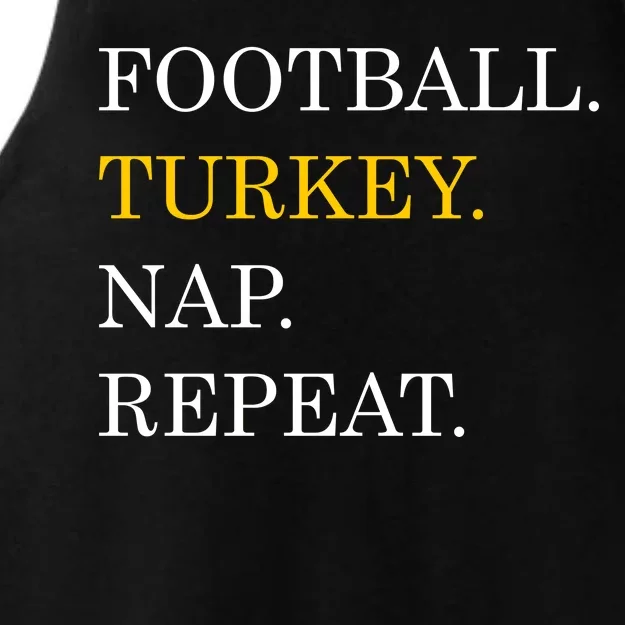 Football Turkey Nap Repeat Thanksgiving Ladies Tri-Blend Wicking Tank