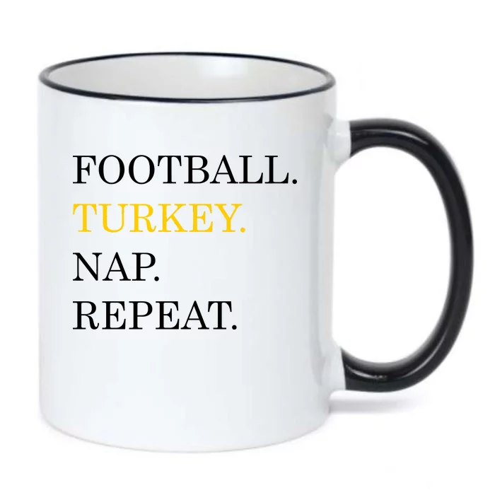 Football Turkey Nap Repeat Thanksgiving Black Color Changing Mug