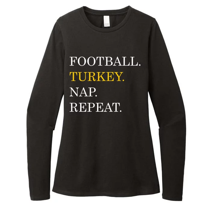 Football Turkey Nap Repeat Thanksgiving Womens CVC Long Sleeve Shirt