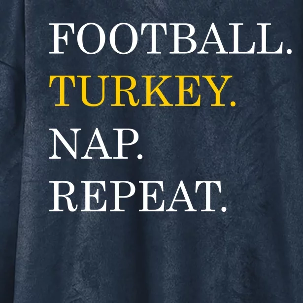 Football Turkey Nap Repeat Thanksgiving Hooded Wearable Blanket