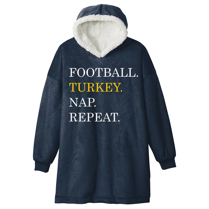 Football Turkey Nap Repeat Thanksgiving Hooded Wearable Blanket