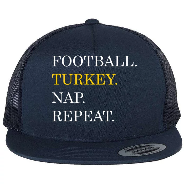 Football Turkey Nap Repeat Thanksgiving Flat Bill Trucker Hat