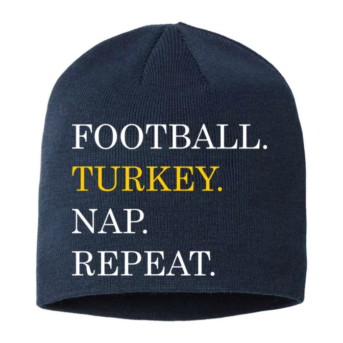 Football Turkey Nap Repeat Thanksgiving 8 1/2in Sustainable Knit Beanie