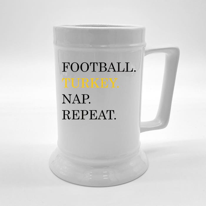 Football Turkey Nap Repeat Thanksgiving Front & Back Beer Stein