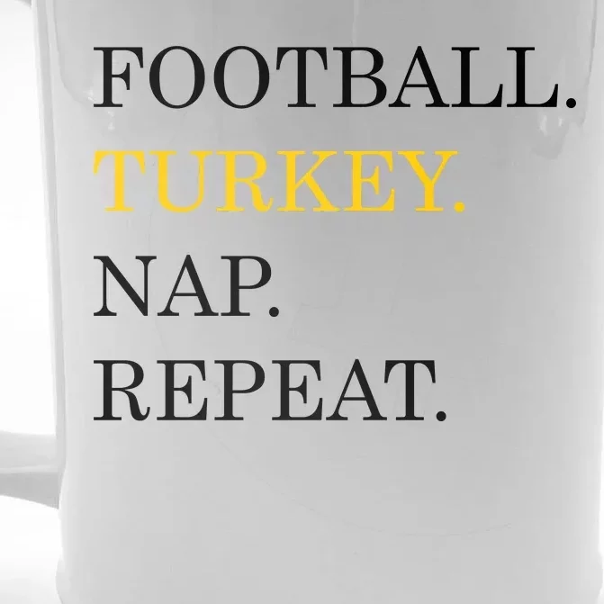 Football Turkey Nap Repeat Thanksgiving Front & Back Beer Stein