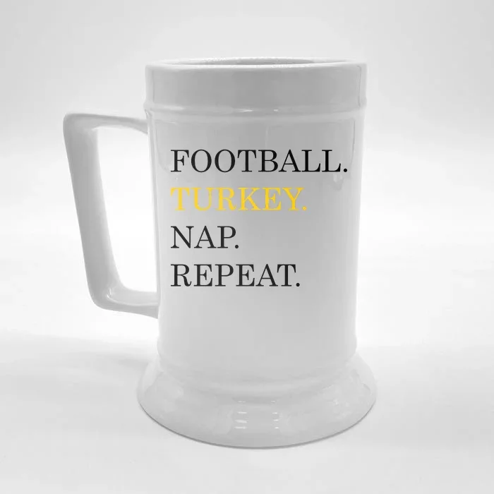 Football Turkey Nap Repeat Thanksgiving Front & Back Beer Stein