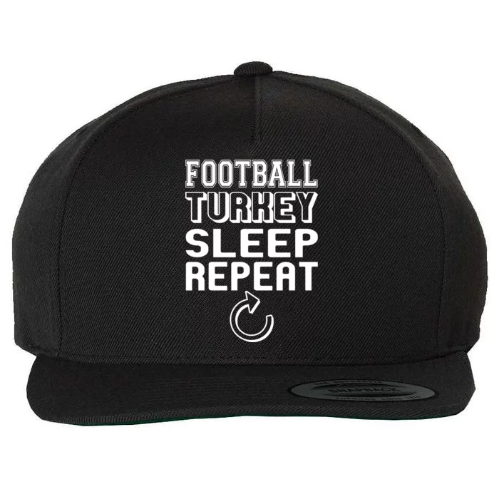 Football Turkey Sleep Repeat Wool Snapback Cap