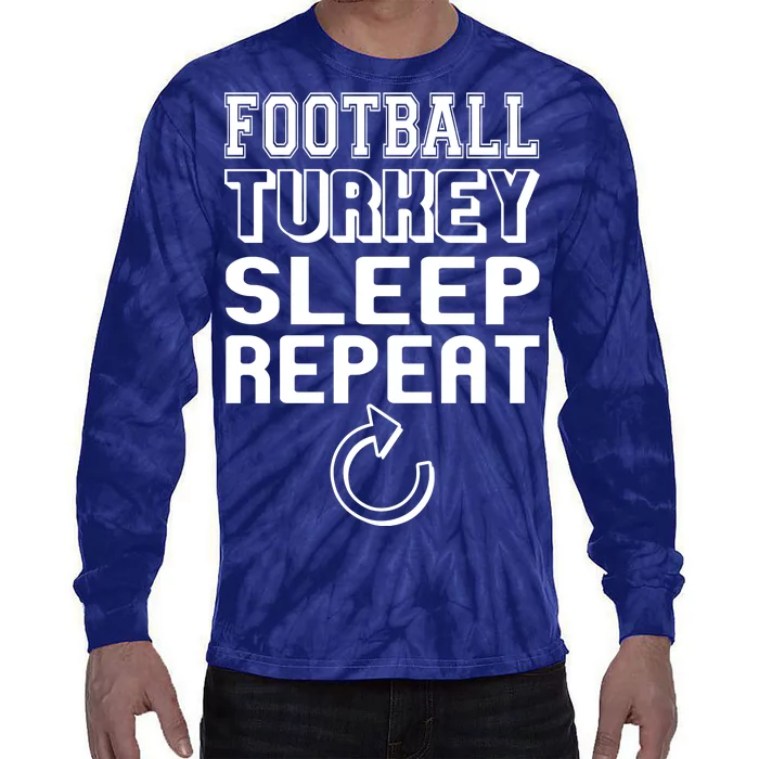 Football Turkey Sleep Repeat Tie-Dye Long Sleeve Shirt