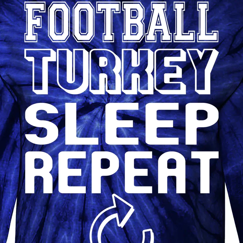 Football Turkey Sleep Repeat Tie-Dye Long Sleeve Shirt