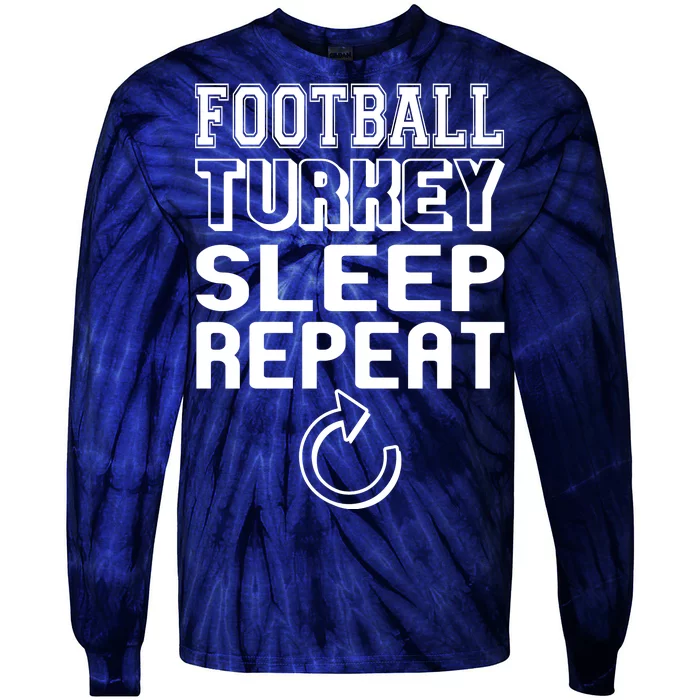 Football Turkey Sleep Repeat Tie-Dye Long Sleeve Shirt