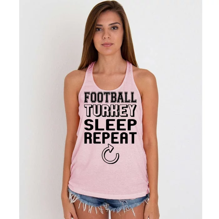 Football Turkey Sleep Repeat Women's Knotted Racerback Tank