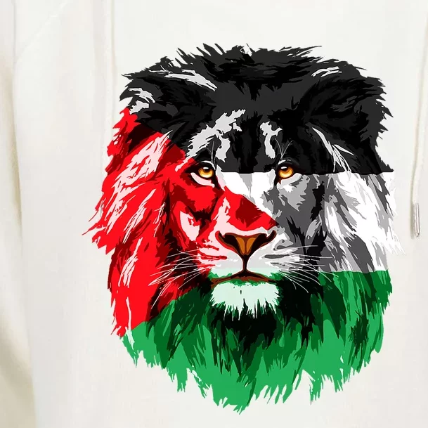 Flag Of Palestine Lion Face Palestine Flag Womens Funnel Neck Pullover Hood